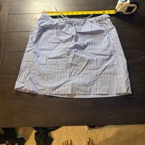 Tie-waist mini skirt in striped cotton poplin